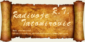 Radivoje Tatomirović vizit kartica